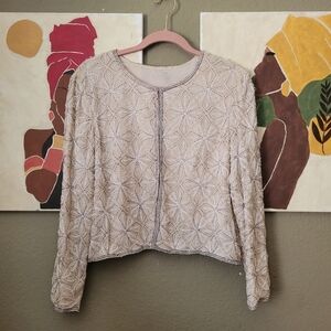 Vintage Beaded Jacket Beige Size M - L